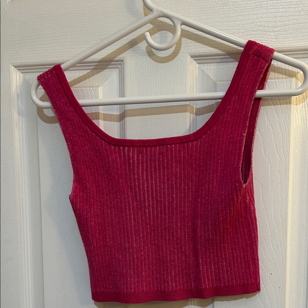 Wild Fable Fuchsia Ribbed Crop Top - Picture 2 of 2